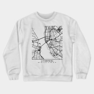 LIVERPOOL ENGLAND BLACK CITY STREET MAP ART Crewneck Sweatshirt